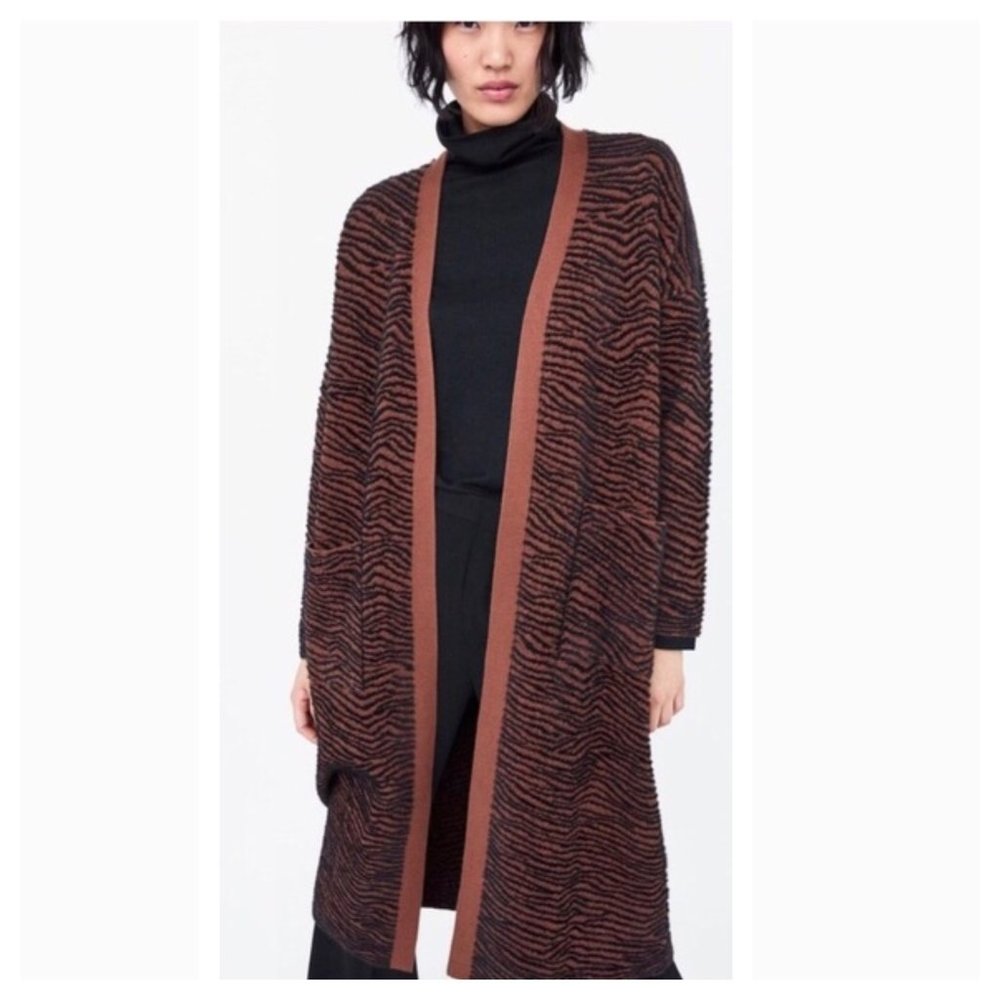 ZARA Zebra Duster Cardigan - Picture 2 of 9